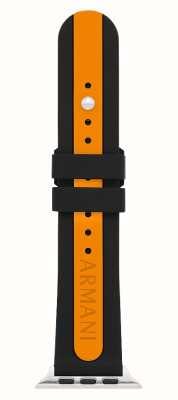 Armani Exchange Apple Watch Strap (42/44/45mm) Black & Orange Silicone AXS8017