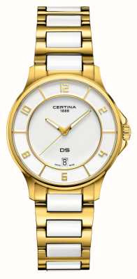 Certina Women's | DS-6 Quartz | White Dial | Gold Steel White Ceramic Bracelet C0392513301700