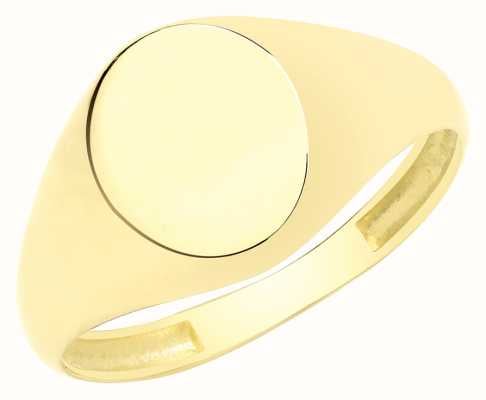 James Moore TH 9ct Yellow Gold Oval Hollowed Signet Ring Size K RN950/K