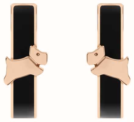 Radley Jewellery Rose Gold Tone Hoop Earrings | Black Insert | Dog Logo Detail RYJ1282S