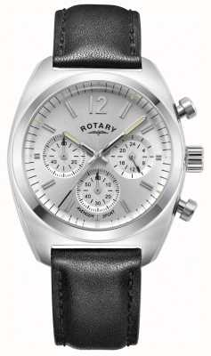 Rotary Men's Avenger Sport | Chronograph | Silver Dial | Black Leather Strap GS05485/59