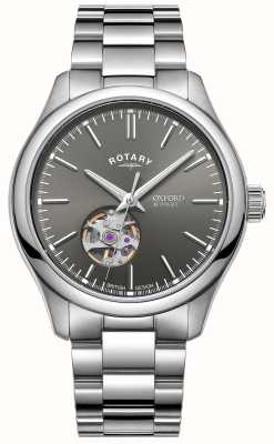 Rotary Contemporary Oxford Open-Heart Automatic (40mm) Grey Sunray Dial / Stainless Steel Bracelet GB05095/74