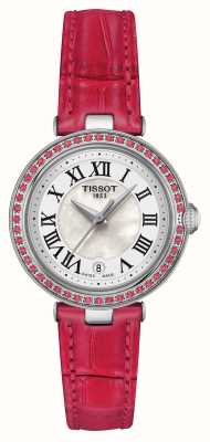 Tissot Bellissima | Small Lady | Mother-of-Pearl Dial | Crystal Set | Pink Leather Strap T1260106611300
