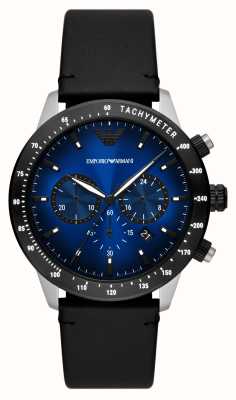 Emporio Armani Men's | Blue Chronograph Dial | Black Leather Strap AR11522