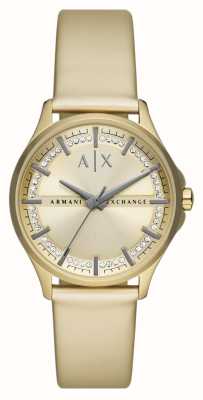 Armani Exchange Women's | Gold Dial | Crystal Set | Gold PU Strap AX5271