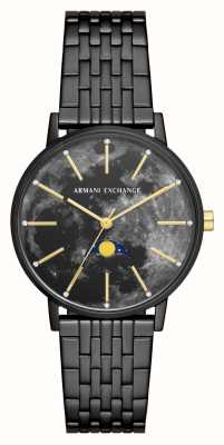 Armani Exchange Women's | Black Moonphase Dial | Black Stainless Steel Bracelet AX5587