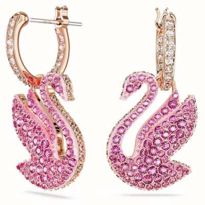 Swarovski Iconic Swan Drop Earrings Swan, Pink, Rose gold-tone plated 5647544