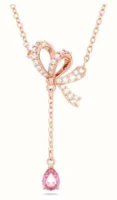 Swarovski Volta Y Pendant Necklace Bow Pink Rose Gold-Tone Plated 5647569