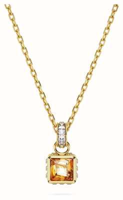 Swarovski Stilla Necklace | Gold-Tone Plated | Square-Cut Yellow Crystal 5648749