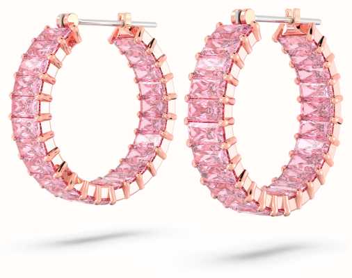 Swarovski Matrix Hoop Earrings | Rose Gold-Tone Plated | Pink Crystals 5657726