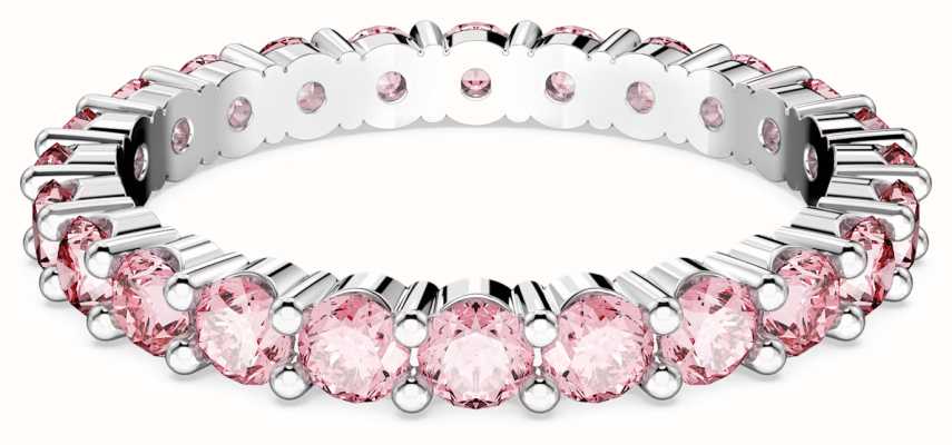 Swarovski Matrix Ring | Rhodium Plated | Pink Crystals | Size 55 5658856