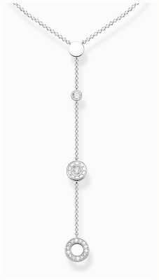 Thomas Sabo Drop Necklace | Sterling Silver | Circle Detail | White Crystal | 45cm KE1879-051-14-L45V