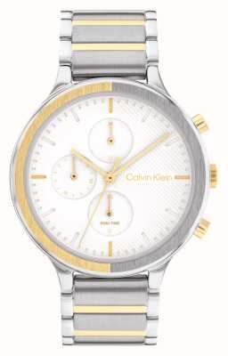 Calvin Klein Women's | White Chronograph Dial | Two Tone Stainless Steel Bracelet 25200239
