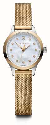Victorinox Alliance XS (28mm) White Dial / Gold PVD Stainless Steel Mesh 241879