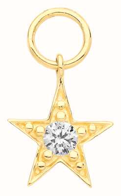James Moore TH 9ct Yellow Gold 5 Point Centre Cubic Zirconia Star Single Earring Charm EPN007