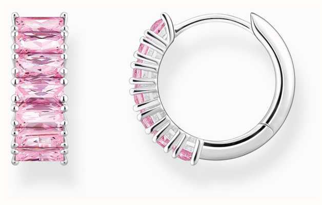 Thomas Sabo Hoop Earrings | Sterling Silver | Pavé Pink Baguette Zirconia CR667-051-9