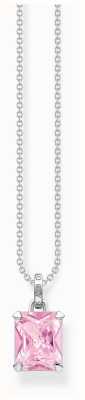 Thomas Sabo Pendant Necklace | Sterling Silver | Pink Rectangular Crystal | 45cm KE1964-051-9-L45V