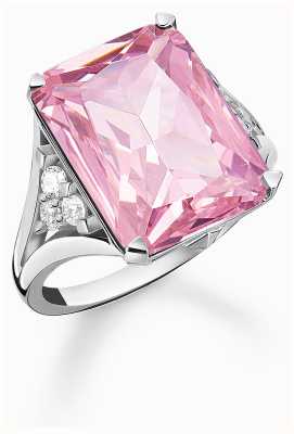 Thomas Sabo Pink Crystal Ring | Sterling Silver | EU 58 UK Q TR2339-051-9-58