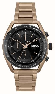 BOSS Men's Centre Court | Black Chronograph Dial | Gold IP Stainless Steel Bracelet 1514027