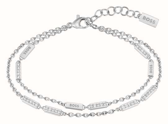 BOSS Jewellery Women's Laria Bracelet | Stainless Steel | Double Chain | Crystal Set 1580448