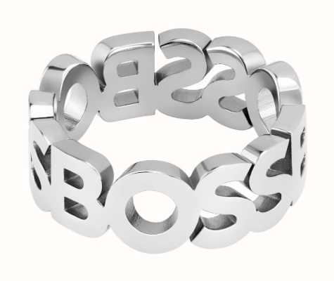 BOSS Jewellery Men's Kassy Ring | Stainless Steel | Logo Design | Large 1580445L