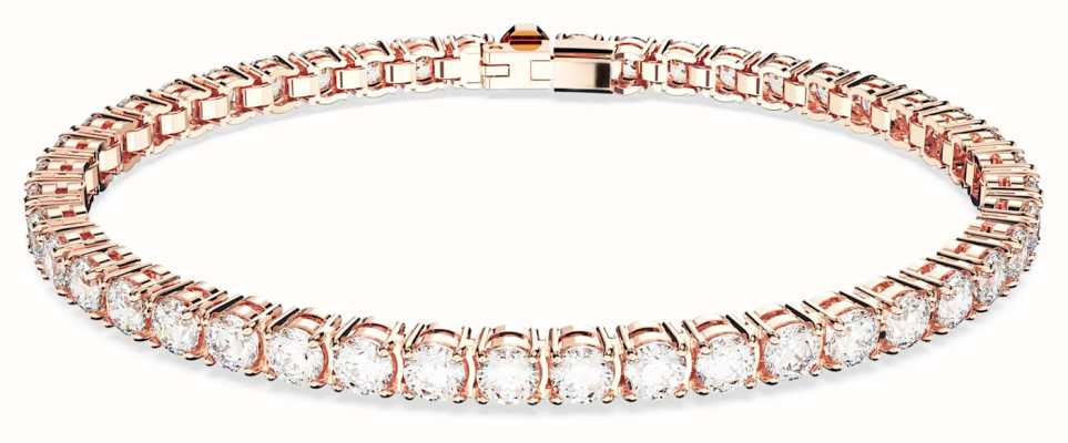 Swarovski Matrix Tennis Bracelet Medium | Rose Gold-Tone Plated | White Crystals 5657659