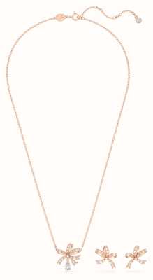 Swarovski Volta Bow Necklace and Earrings Set | Rose Gold-Tone Plated | White Crystals 5661680