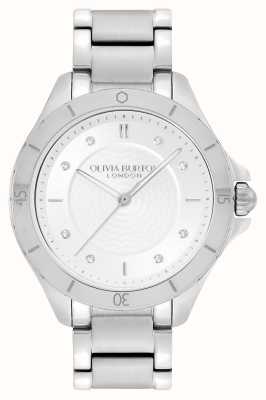 Olivia Burton Sports Luxe | White Guilloché Dial | Stainless Steel Bracelet 24000039