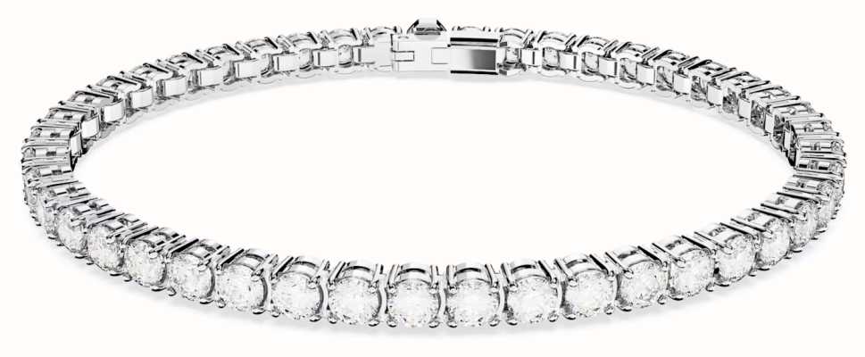 Swarovski Matrix Tennis Bracelet Medium | Rhodium Plated | White Crystals 5648937