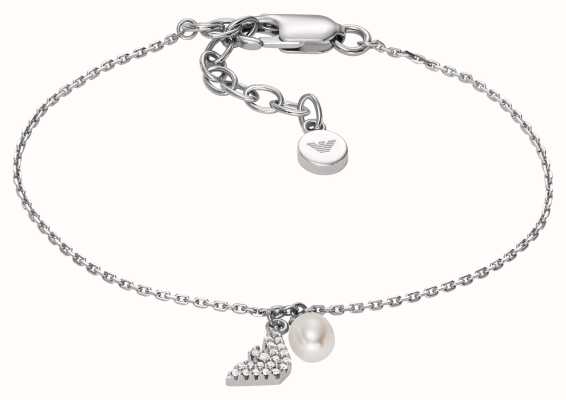 Emporio Armani Logo and Pearl Bracelet | Sterling Silver EG3576040