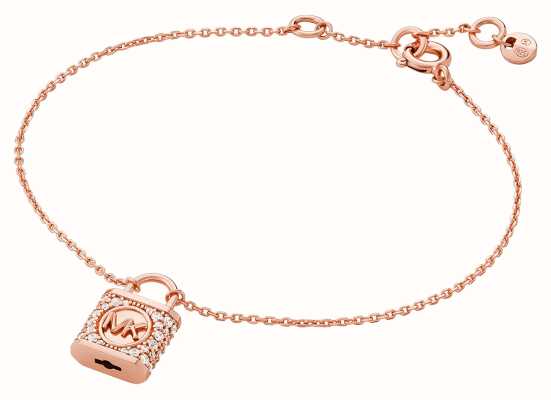 Michael Kors Padlock Bracelet | Rose Gold Plated Sterling Silver | Crystal Set MKC1631AN791