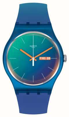 Swatch Fade To Teal | Teal Dial | Green Blue Silicone Strap SO29N708