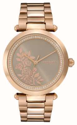 Olivia Burton Signature | Beige Floral Dial | Rose Gold Stainless Steel Bracelet 24000044