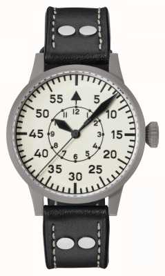 Laco Wien 39 Original Pilot Watch (39mm) White Dial / Black Leather 862154