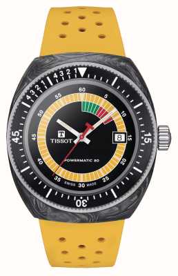 Tissot Sideral S Powermatic 80 (41mm) Black Dial / Yellow Rubber Strap T1454079705700