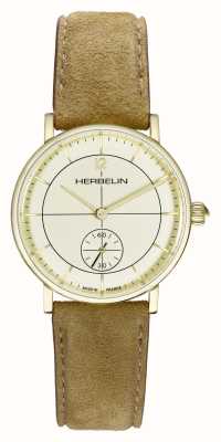 Herbelin Women's Inspiration | Cream Dial | Brown Suede Leather Strap 10647P17SU