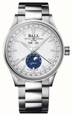 Ball Watch Company Engineer II Moon Calendar | 40mm | Limited Edition | White and Blue Dial | Stainless Steel Bracelet NM3016C-S1J-WH