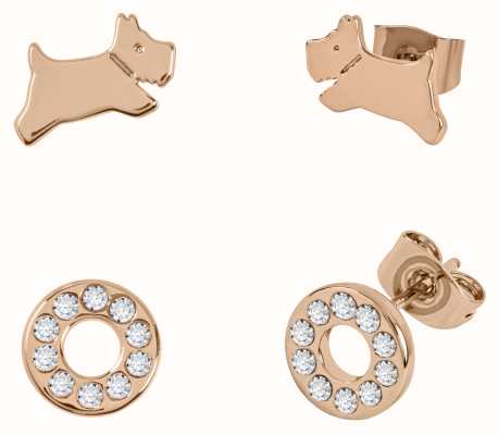 Radley Jewellery Set of 2 Pairs of Earrings | Rose Gold Plated | Crystal Set RYJ1312S