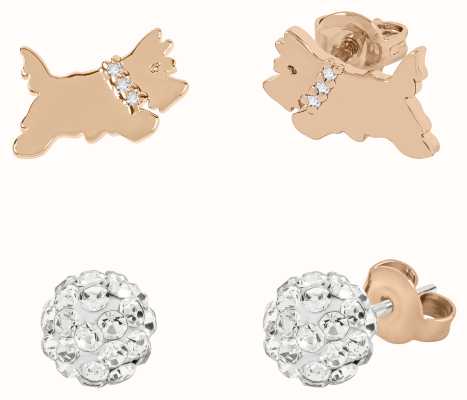 Radley Jewellery Set of 2 Pairs of Stud Earrings | Rose Gold Plated | Crystal Set RYJ1314S
