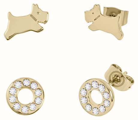 Radley Jewellery Set of 2 Pairs of Stud Earrings | Gold Plated | Crystal Set RYJ1318S