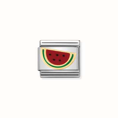 Nomination COMPOSABLE Classic FRUITS WATERMELON in Stainless Steel with Enamel and Bonded Yellow Gold 030215/14