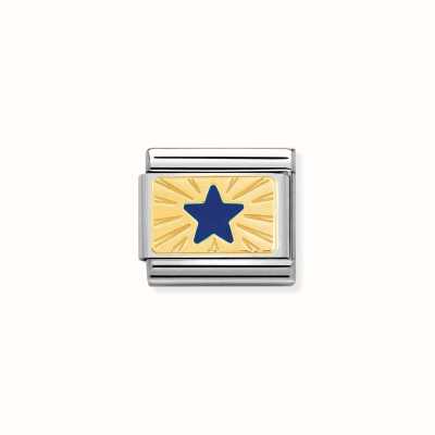 Nomination Composable Classic PLATES BLUE STAR Steel with Enamel and Bonded Yellow Gold 030284/41