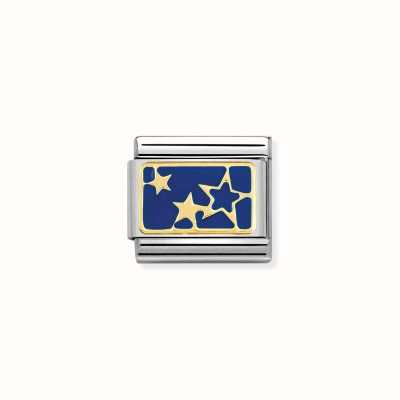 Nomination Composable Classic PLATES BLUE STARS Steel with Enamel and Bonded Yellow Gold 030284/44