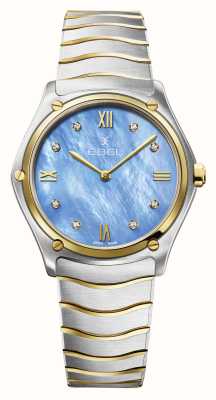 EBEL Sport Classic Grande Lady - 8 Diamonds (33mm) Tranquil Blue Dial / 18K Gold & Stainless Steel 1216603