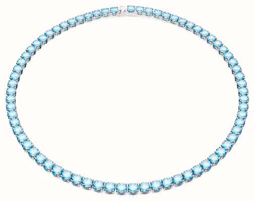 Swarovski Matrix Tennis Necklace | Rhodium Plated | Blue Crystal 5661187