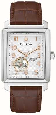 Bulova Men's Sutton Automatic | Silver Dial | Brown Leather Strap 96A268