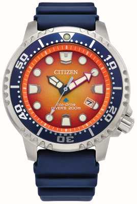 Citizen Men's Promaster Diver | Eco-Drive | Orange Dial | Blue Polyurethane Strap BN0169-03X