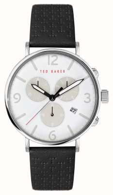 Ted Baker Men's Barnett White Chronograph Dial Black Leather Strap BKPBAS203
