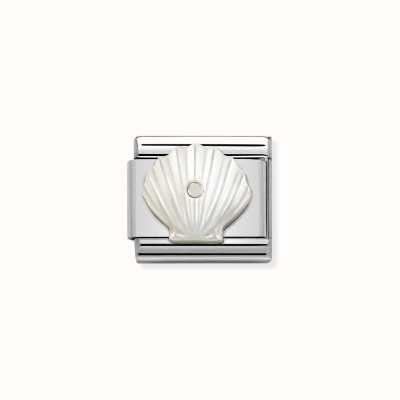 Nomination Composable Classic STONE SYMBOLS in Steel and 925 Silver Shell White Mother-of-Pearl 330509/11