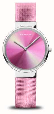Bering Women's Classic Aurora Pink Dial / Pink Stainless Steel Mesh Bracelet 19031-999